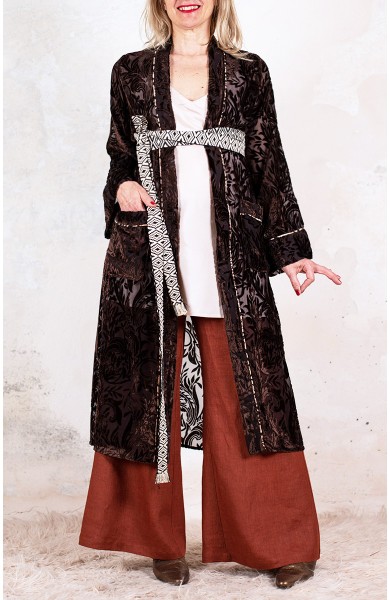 DEVORÈ VESTAGLIA COAT - Chocolate Flower