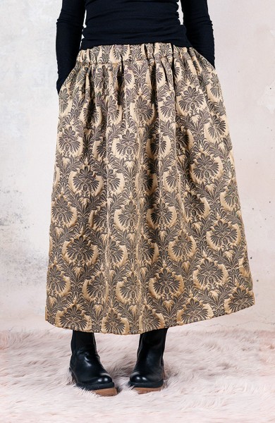 GRAPHIC BROCADE TRAVEL SKIRT - Precious Gold