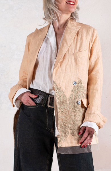 JEWEL LINEN TRAVEL JACKET - Light Gold