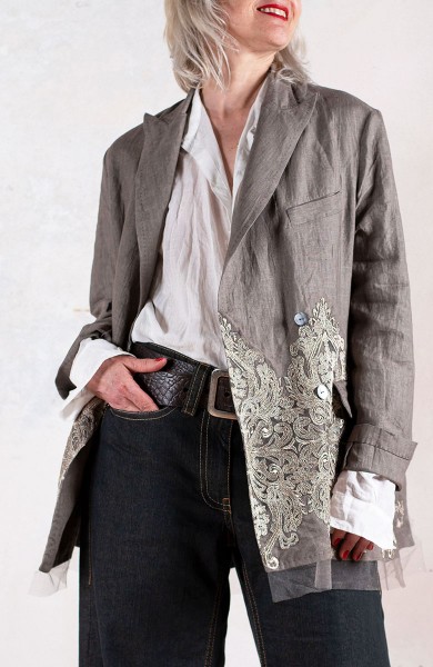 JEWEL LINEN TRAVEL JACKET - Gold Silver