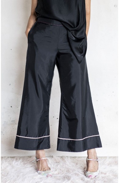 LIQUID TROMBETTA PANT - Nero Ridondante