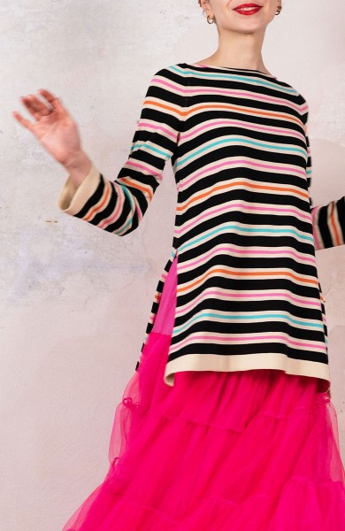 CANDY STRIPED ICONIC SWEATER - Marshmallow