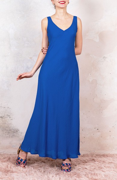 GEORGETTE LONG PERFECTO DRESS - Blu Majorelle